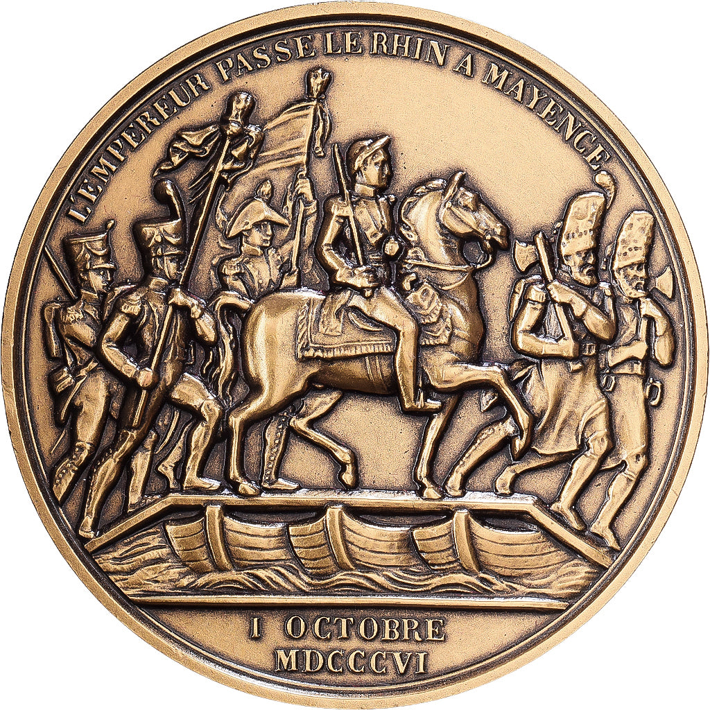 France, Medal, Napoléon Ier, l'Empereur passe le Rhin à Mayence, Bronze