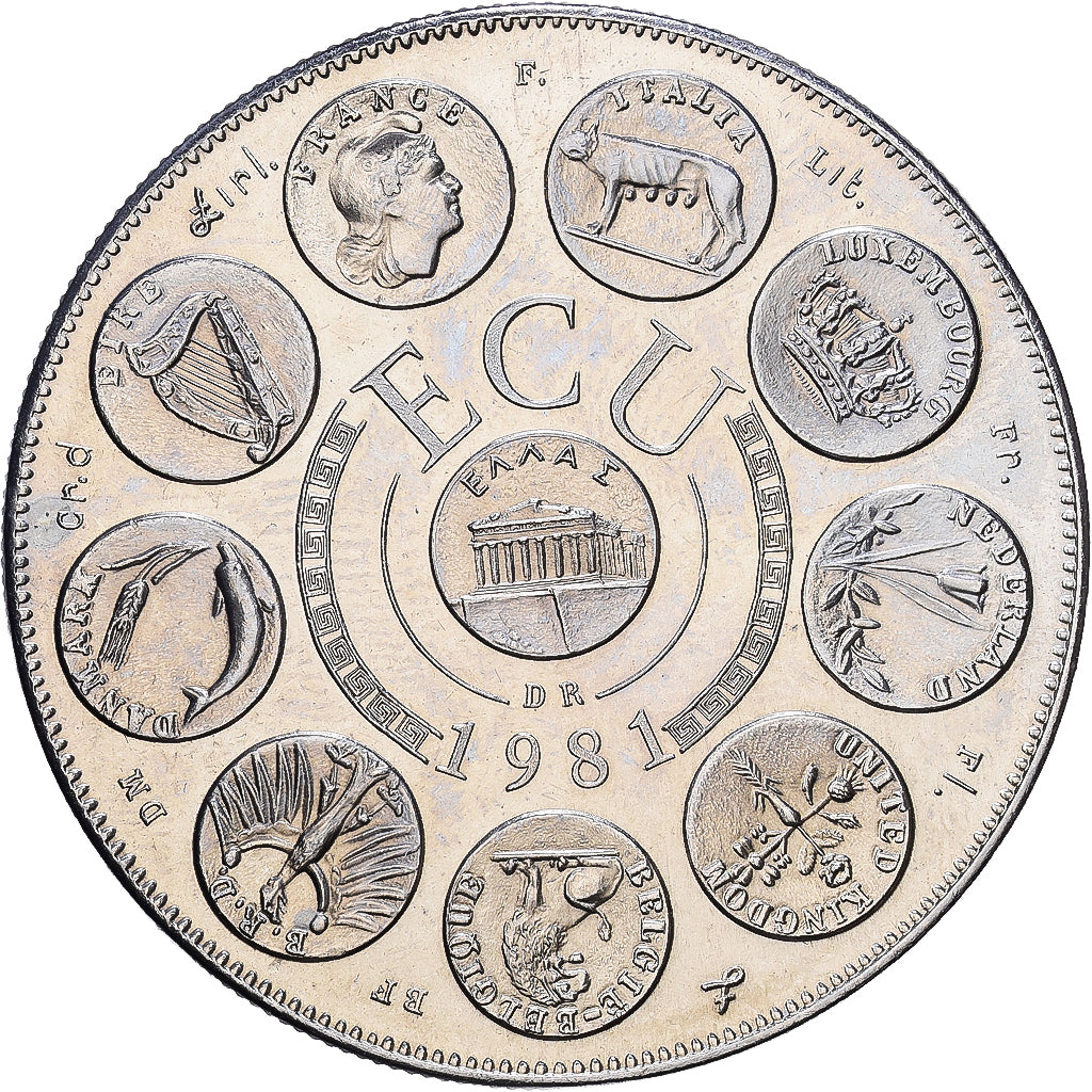 Francia, medalla, Ecu Europa, 1981, Cobre - níquel, SC+