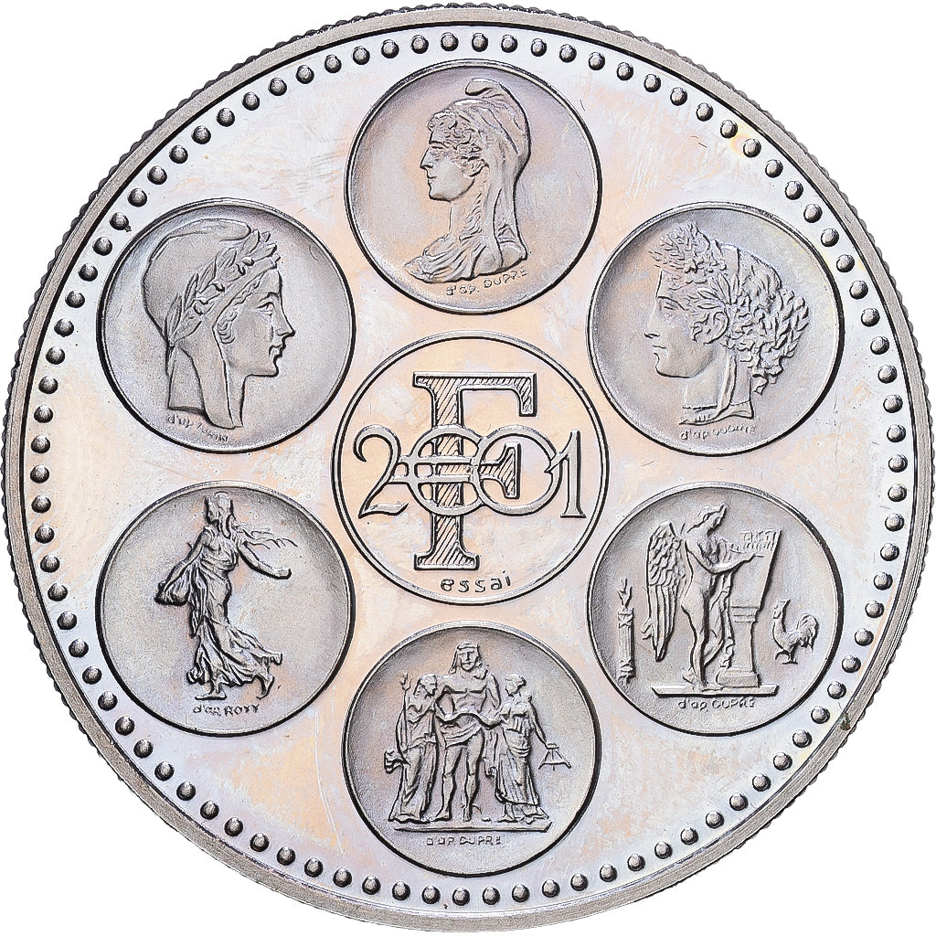 France, Medal, Coq, Fin du Cours Légal du Franc, 2001, Copper-nickel, MS(64)