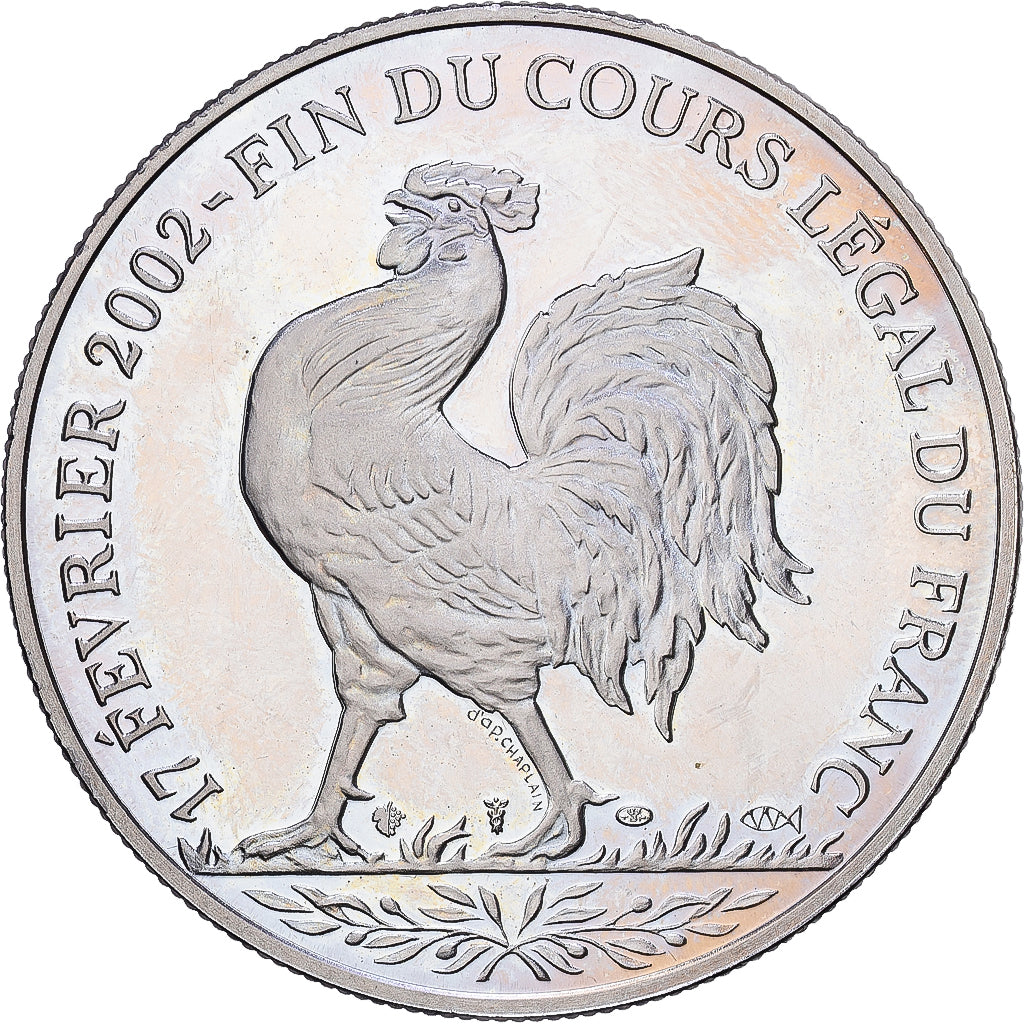 France, Medal, Coq, Fin du Cours Légal du Franc, 2001, Copper-nickel, MS(64)
