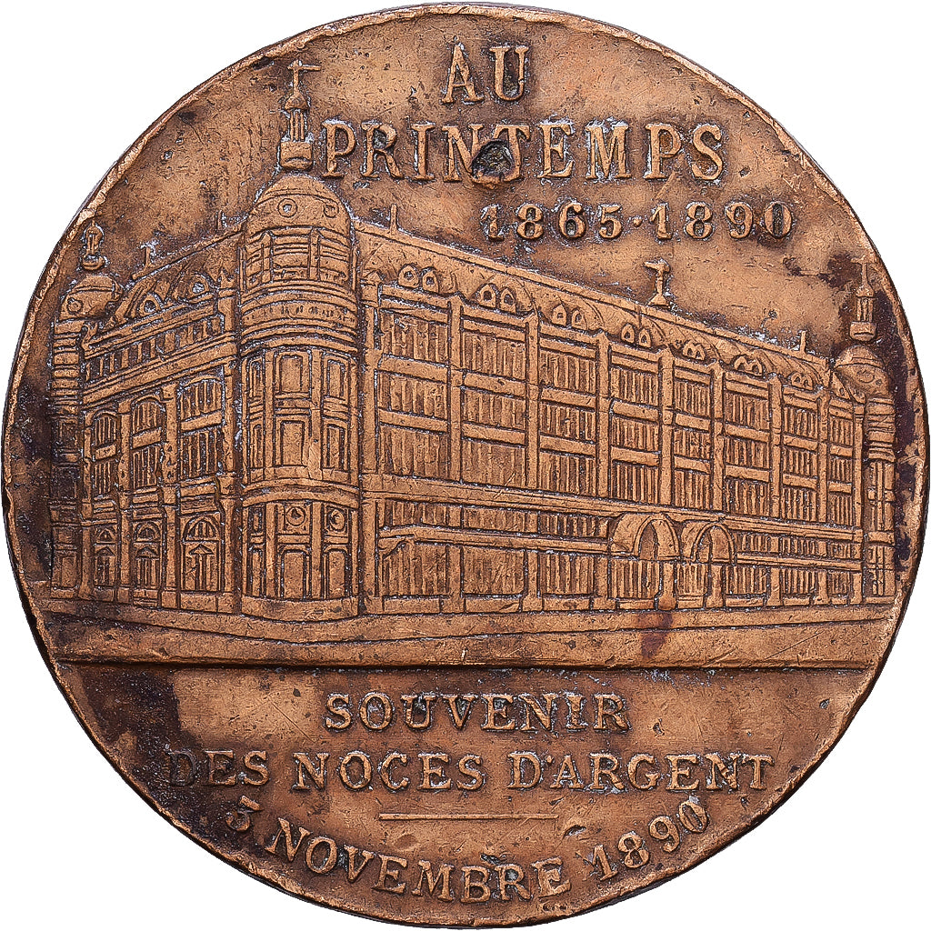 Francja, Token, Jules Jaluzot, Au Printemps, Noces d’argent, 1890, Miedź