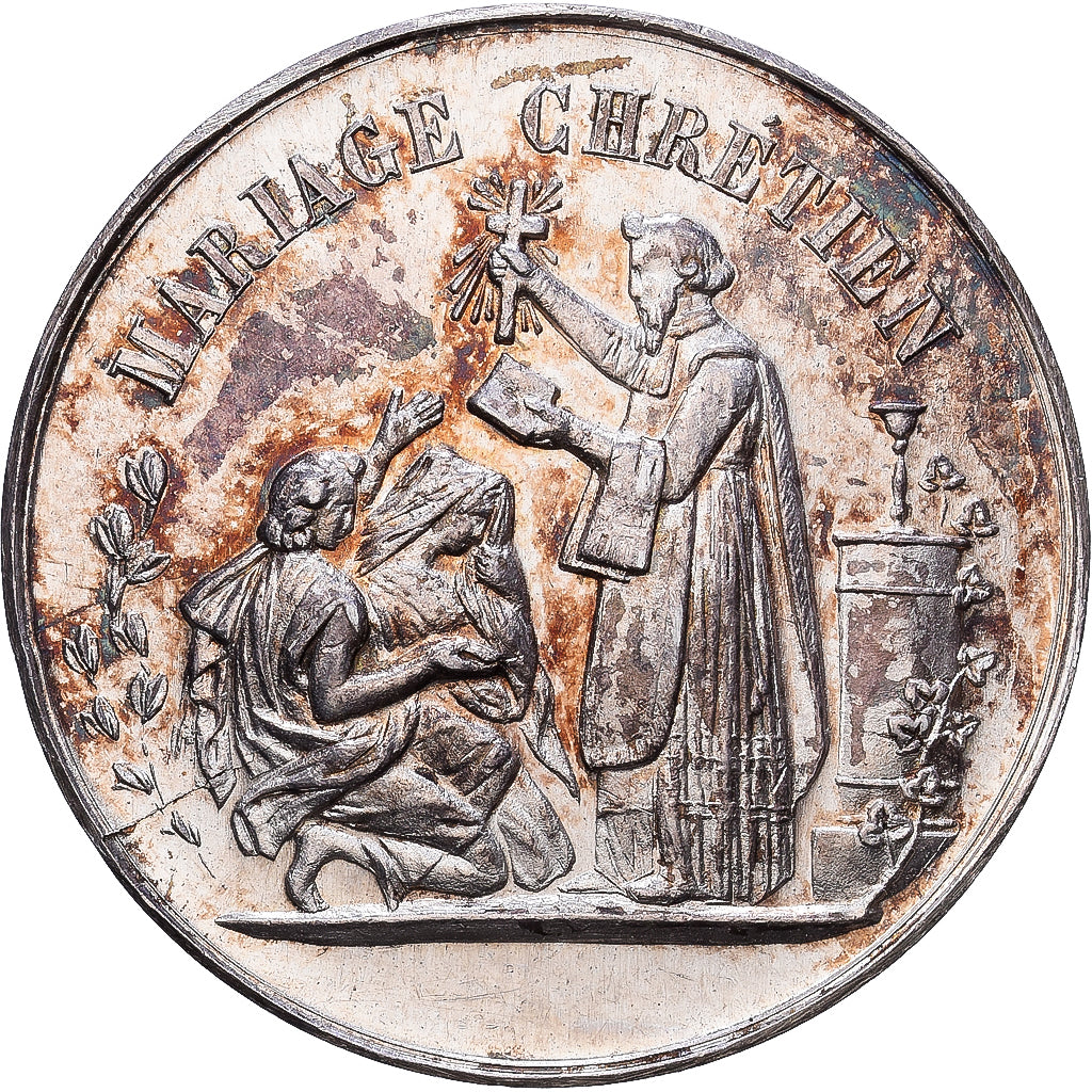 Francia, medaglia, Religion, Mariage Chrétien, Argento, SPL-
