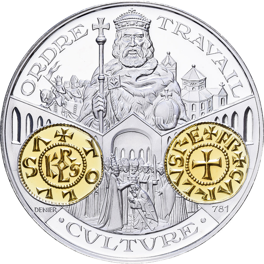 Frankreich, Medaille, Histoire Monétaire, Denier Carolingien, Silber, STGL