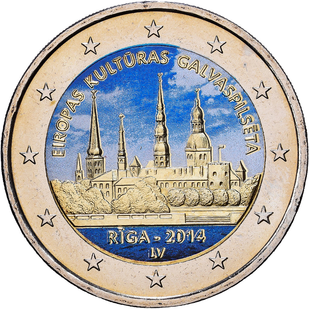 Latvia, 2 Euro, Colourized, 2014, Bi-Metallic, UNZ, KM:New