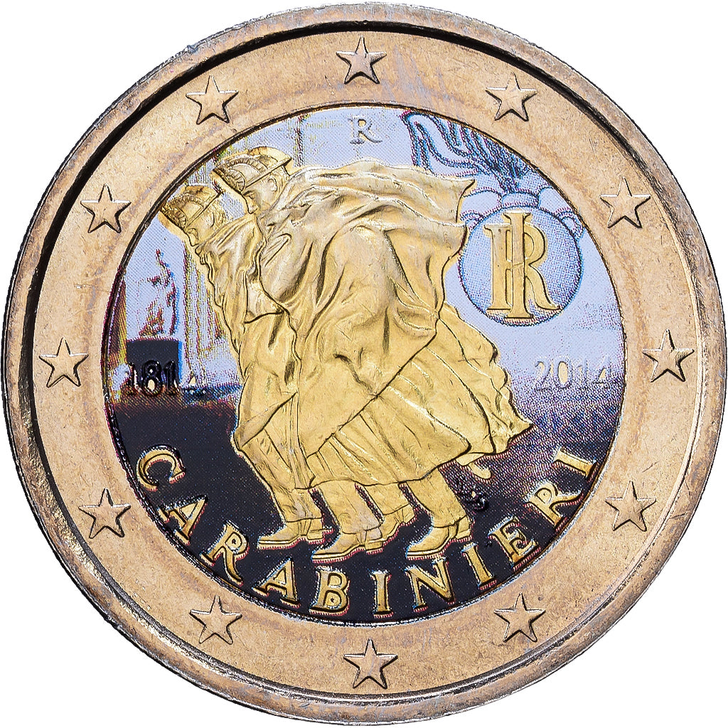 Italien, 2 Euro, Colourized, 2014, Rome, Bi-Metallic, UNZ