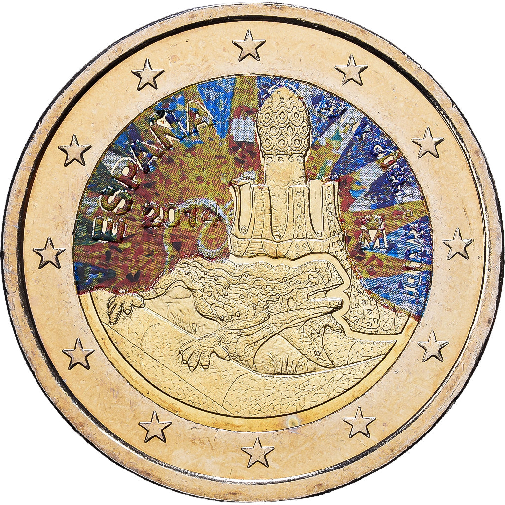 Spain, 2 Euro, Colourized, 2014, Madrid, Bi-Metallic, MS(63), KM:New