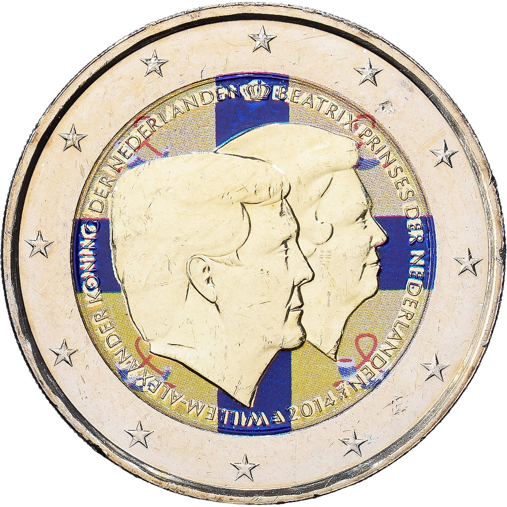 Netherlands, 2 Euro, Willem-Alexander, Colourized, 2014, Bi-Metallic, MS(63)