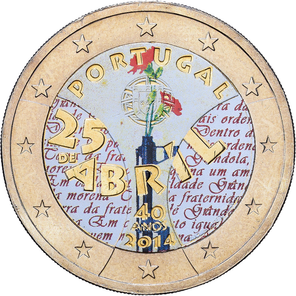 Portugal, 2 Euro, Colourized, 2014, Lisbon, Bi-Metallic, PR