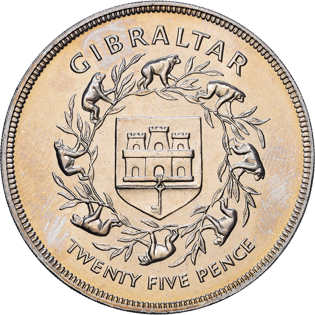 Gibraltar, Elizabeth II, 25 New Pence, 1977, Kupfer-Nickel, VZ, KM:10