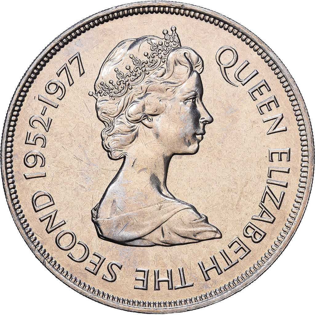 Saint Helena, Elizabeth II, 25 Pence, Crown, 1977, Miedź-Nikiel, AU(55-58)
