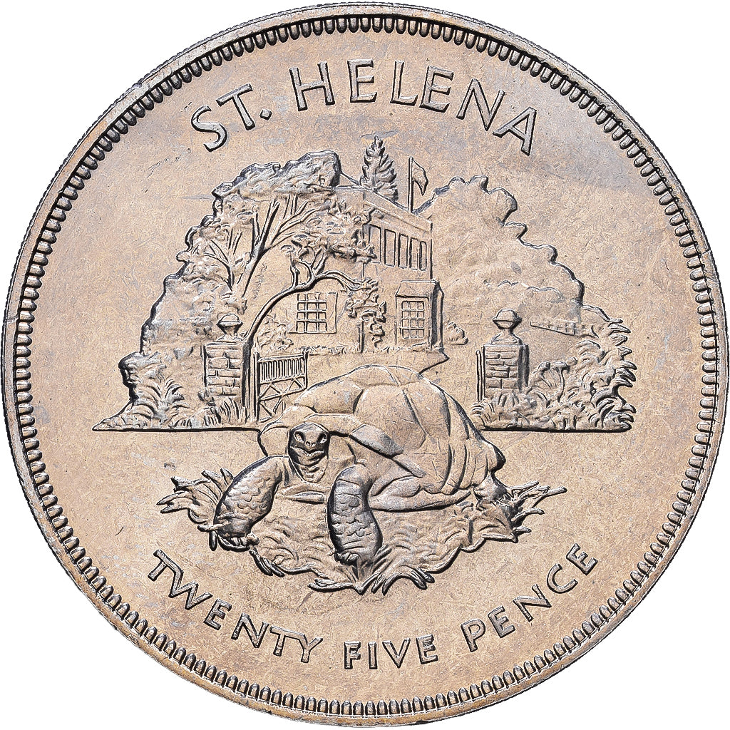 Saint Helena, Elizabeth II, 25 Pence, Crown, 1977, Miedź-Nikiel, AU(55-58)