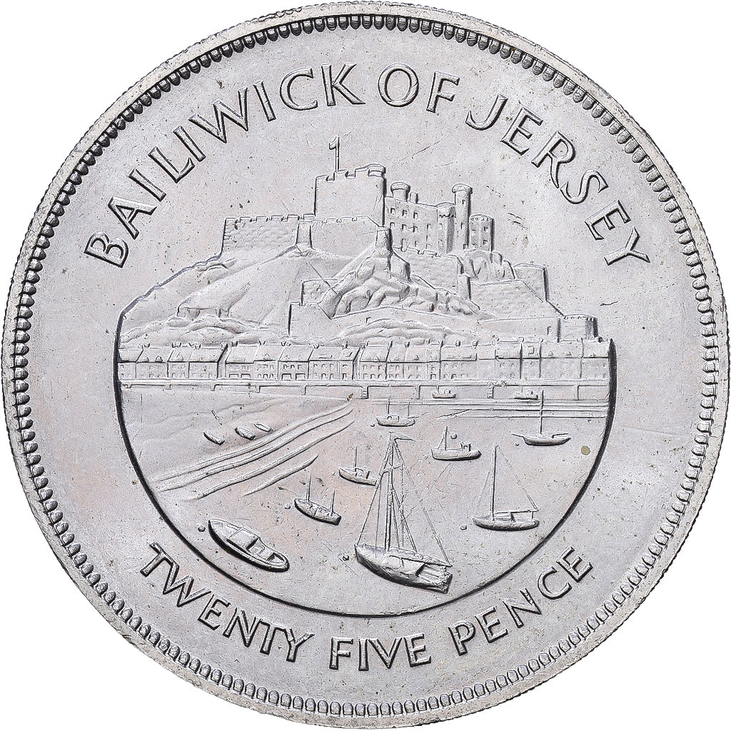 Jersey, Elizabeth II, 25 Pence, 1977, London, Kupfer-Nickel, VZ, KM:44