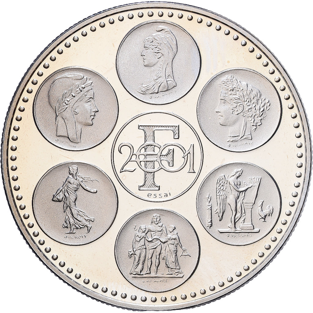 France, Medal, Coq, Fin du Cours Légal du Franc, 2001, Copper-nickel, MS(63)