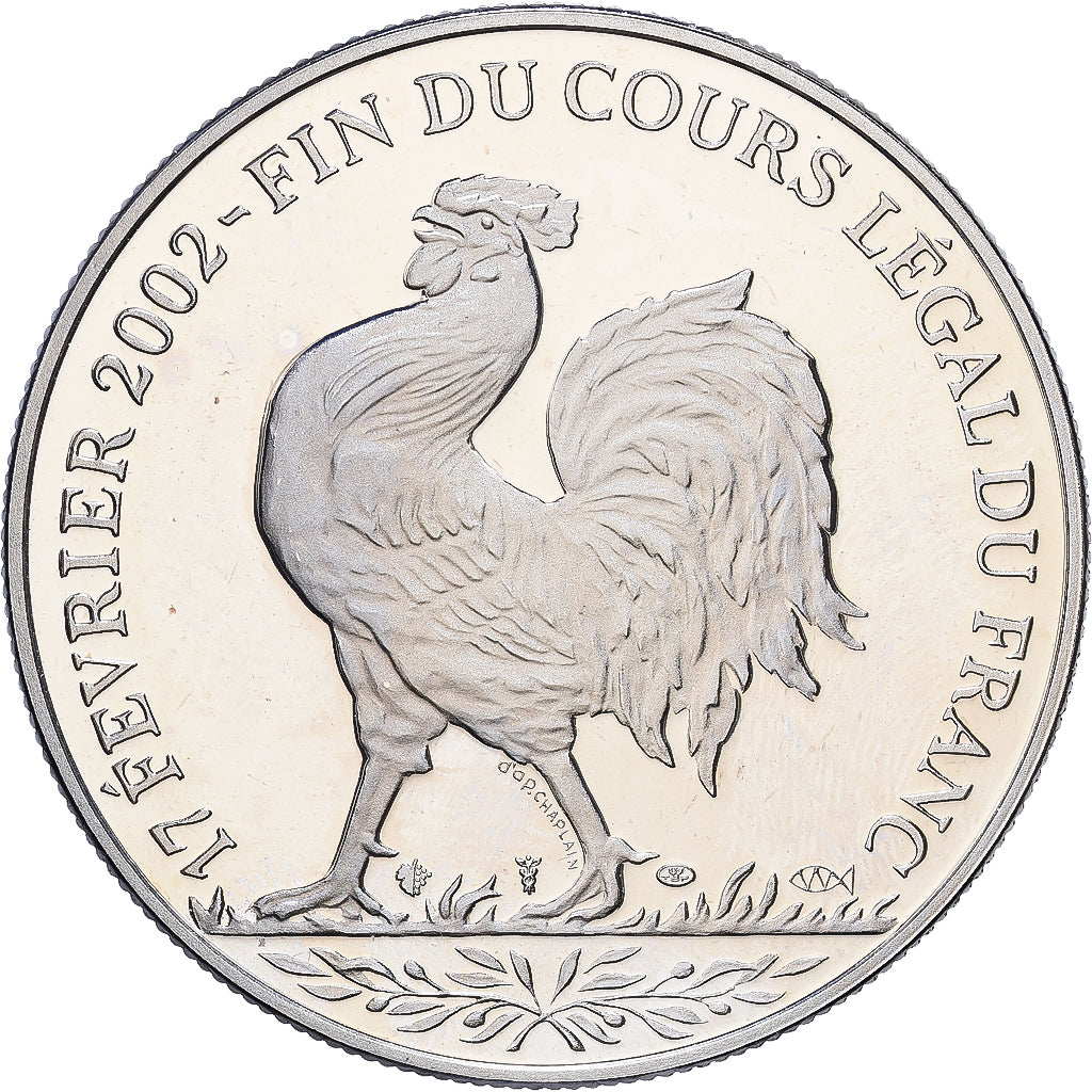 France, Medal, Coq, Fin du Cours Légal du Franc, 2001, Copper-nickel, MS(63)