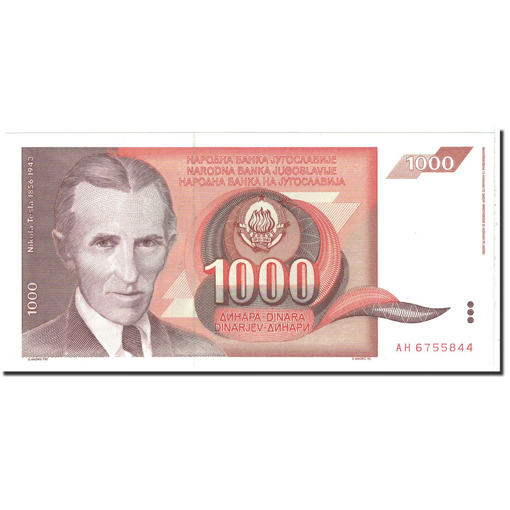 Banknote, Yugoslavia, 1000 Dinara, 1990, 1990-11-26, KM:107, UNC(65-70)