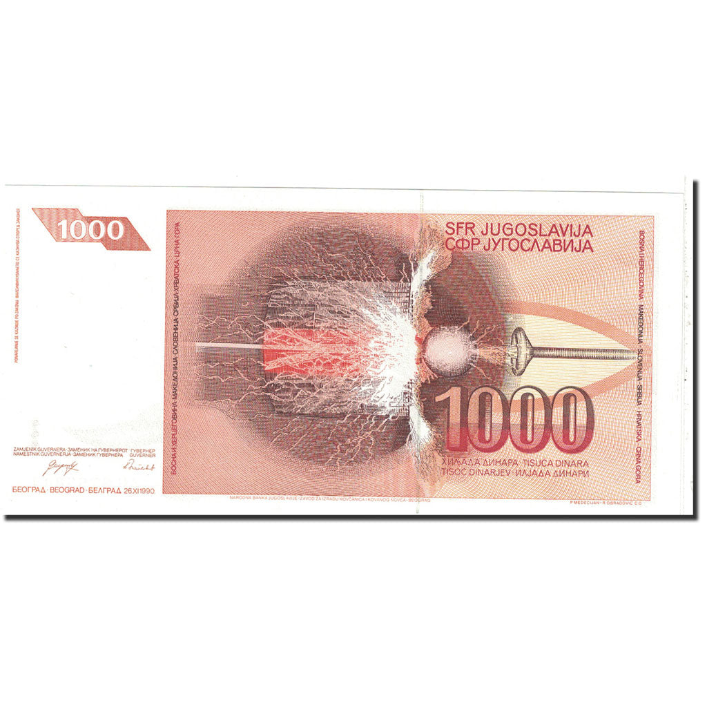 Banknote, Yugoslavia, 1000 Dinara, 1990, 1990-11-26, KM:107, UNC(65-70)