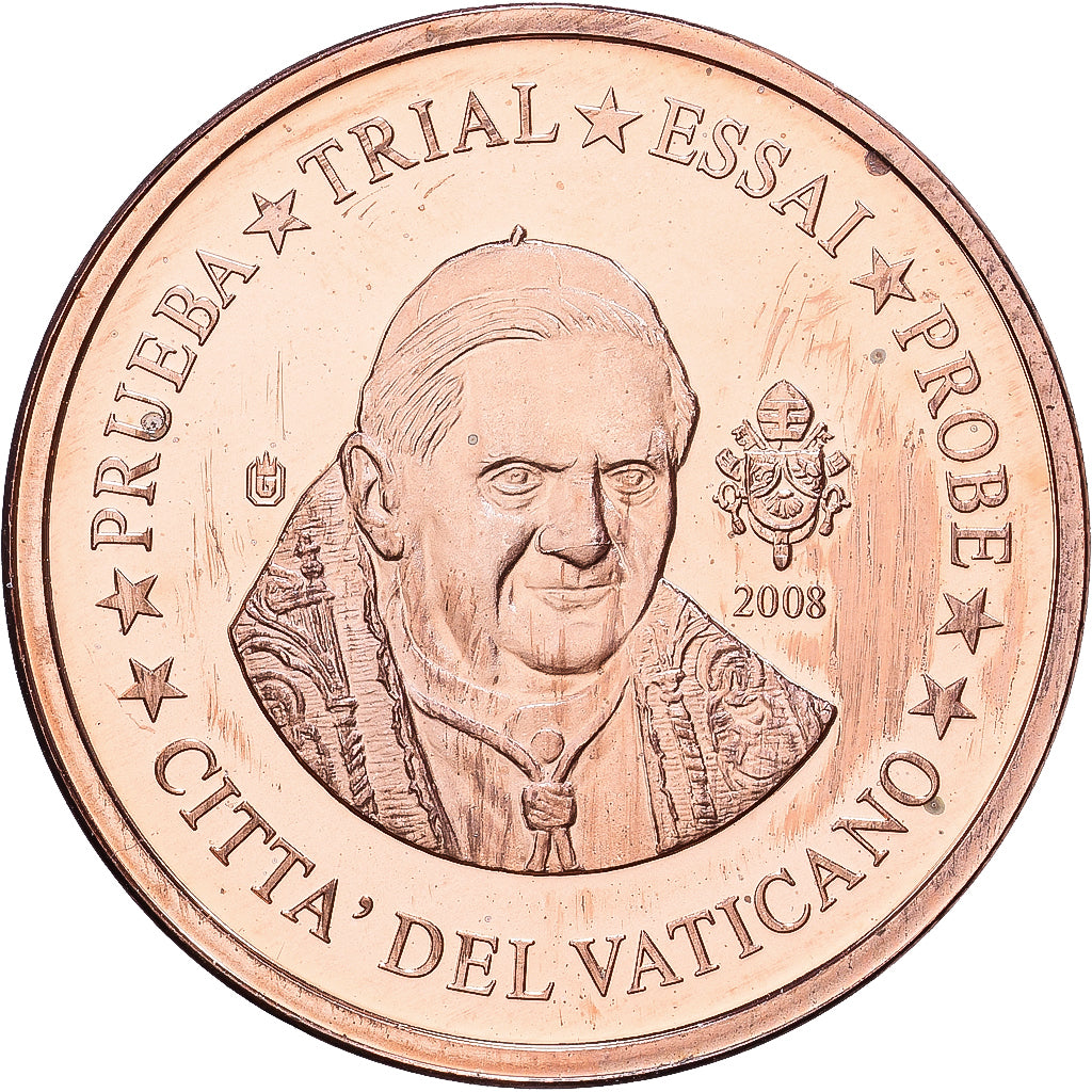 Vaticano, Medal, 2 C, Essai-Trial Benoit XVI, 2008, SPL, Rame
