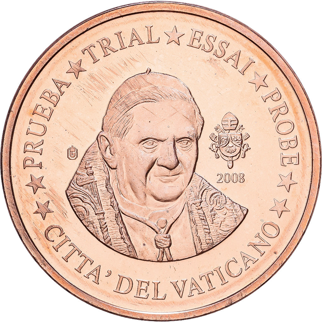 Vaticano, medaglia, 5 C, Essai-Trial Benoit XVI, 2008, SPL, Rame