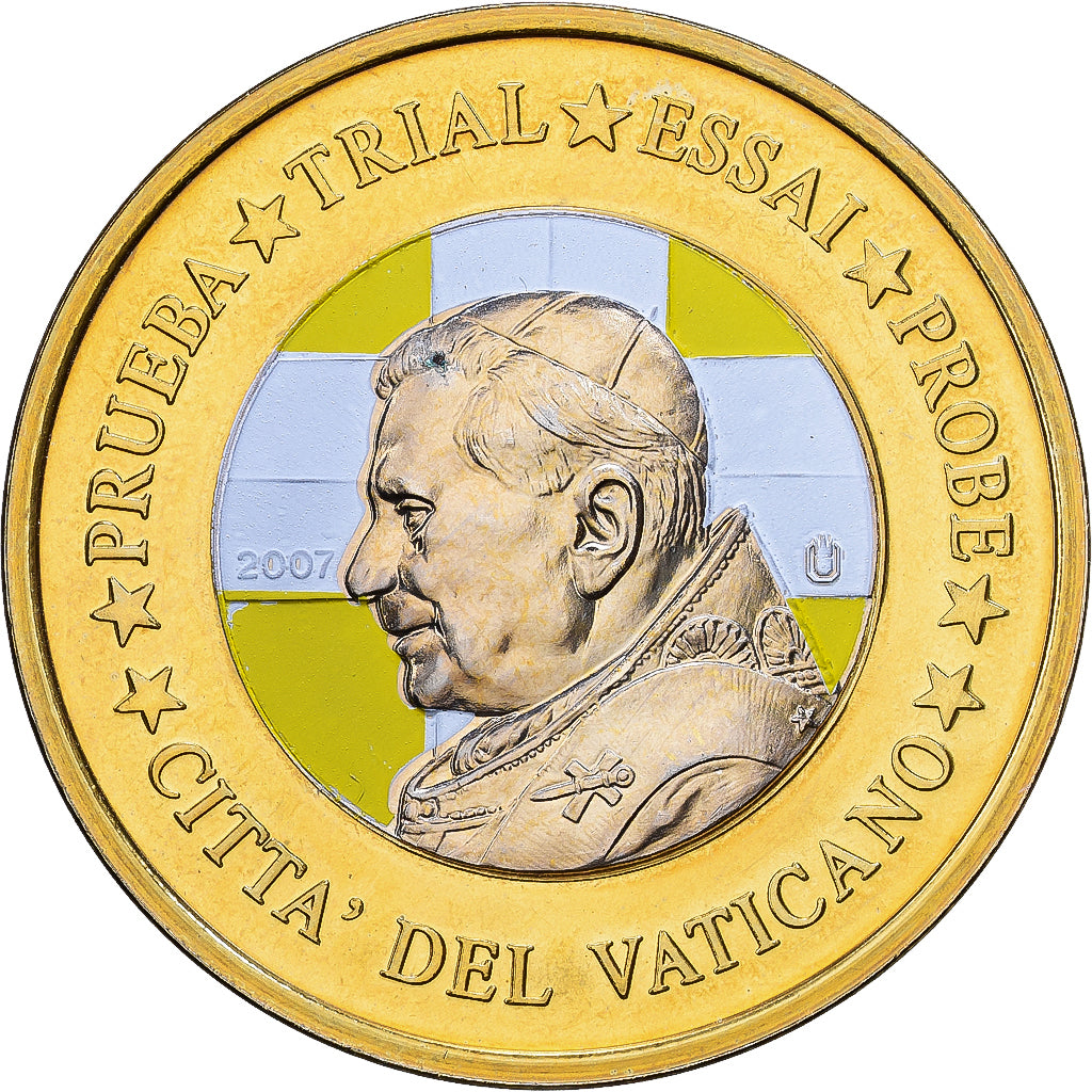 Vatican, Medal, 1 E, Essai-Trial Benoit XVI, 2007, Bi-Metallic, MS(63)