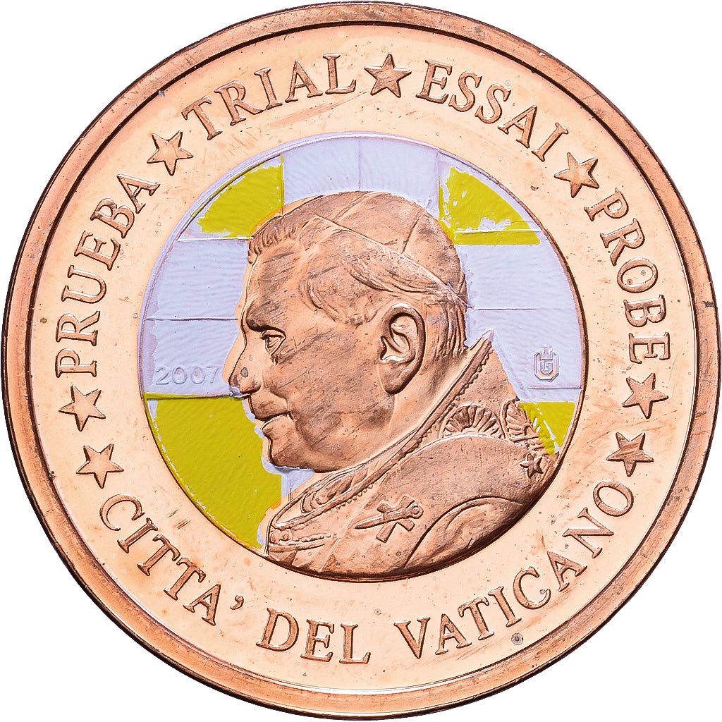 Vaticano, Medal, 2 C, Essai-Trial Benoit XVI, couleur, 2007, SPL, Rame