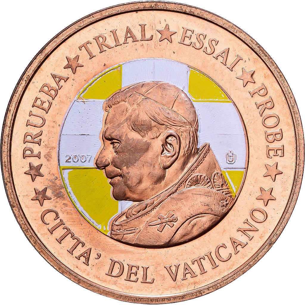 Vatican, 5 Euro Cent, 5 C, Essai-Trial Benoit XVI, 2007, Copper, MS(63)