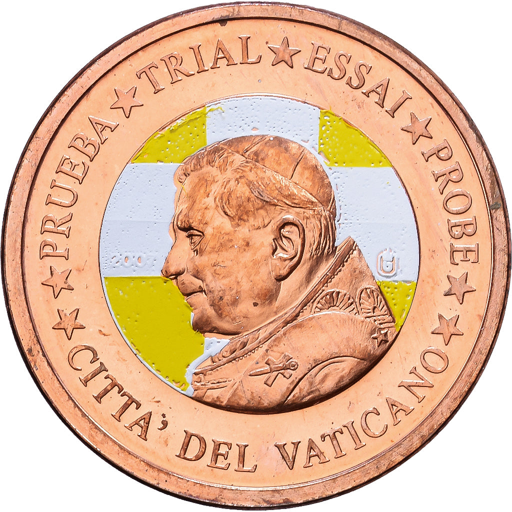 Vatican, Medal, 1 C, Essai-Trial Benoit XVI, couleur, 2007, Copper, MS(63)