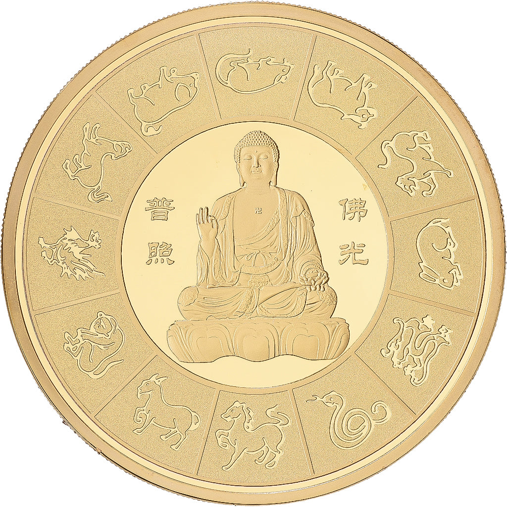 Frankreich, Medaille, Calendrier Chinois, Copper Gilt, UNZ