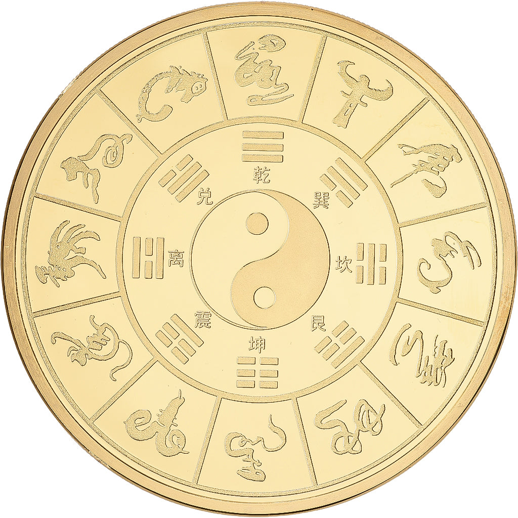 Frankreich, Medaille, Calendrier Chinois, Copper Gilt, UNZ