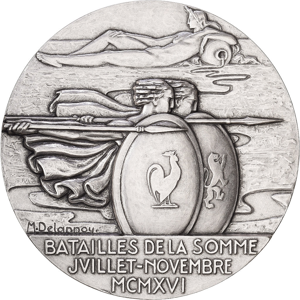 Frankrijk, Medaille, Batailles de la Somme, Silvered bronze, Delannoy, UNC-