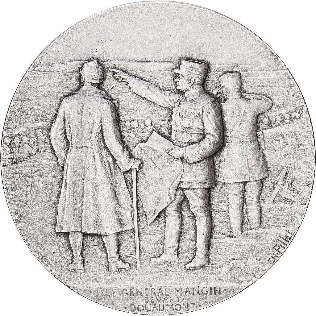 Frankreich, Medaille, Le général Mangin devant Douaumont, Silvered bronze
