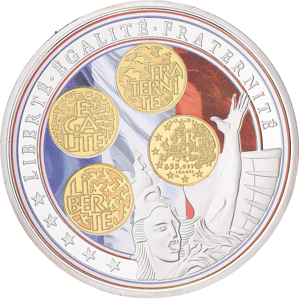 Francja, medal, Adieu au Franc, Liberté, Égalité, Fraternité, ND, Proof