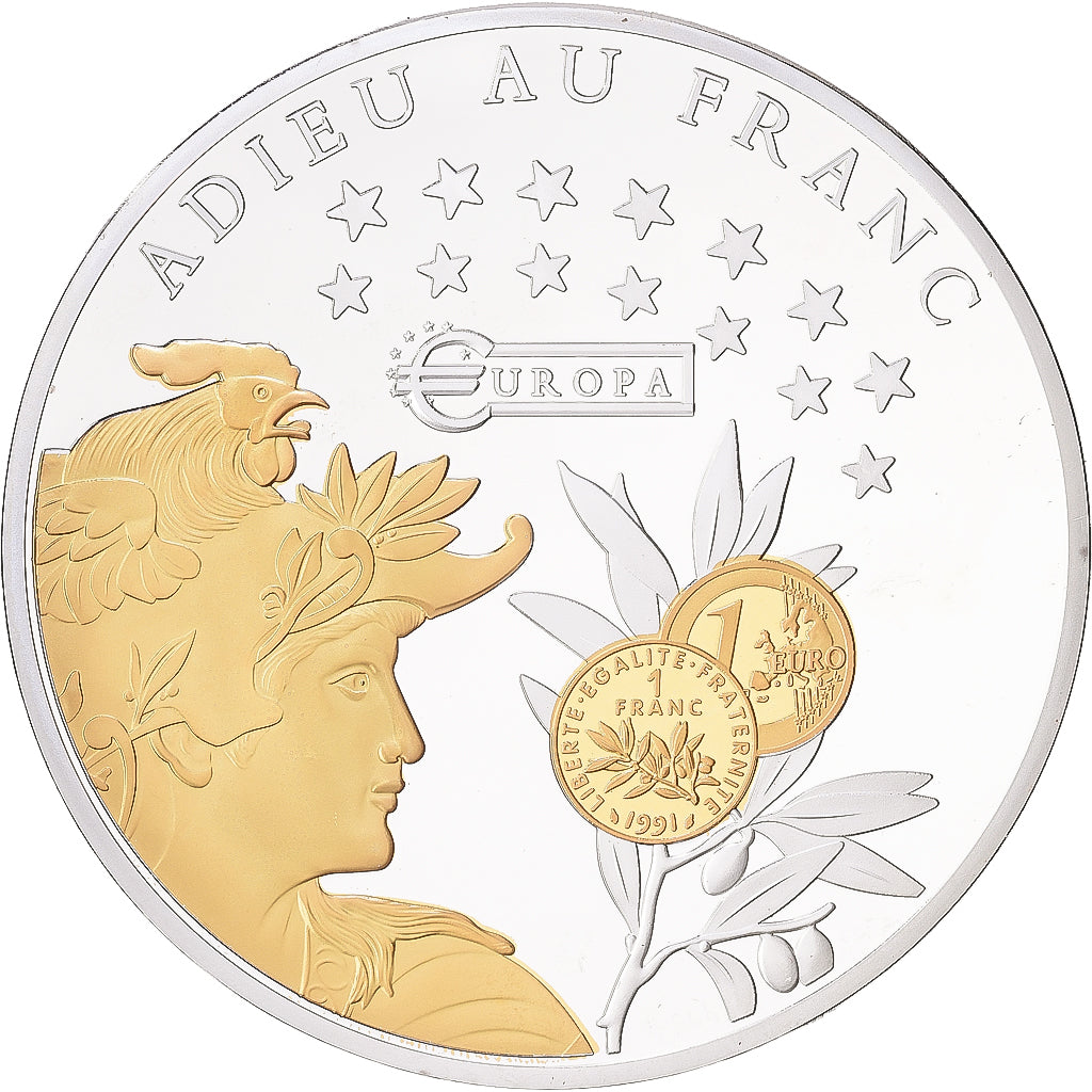 Francja, medal, Adieu au Franc, Liberté, Égalité, Fraternité, ND, Proof