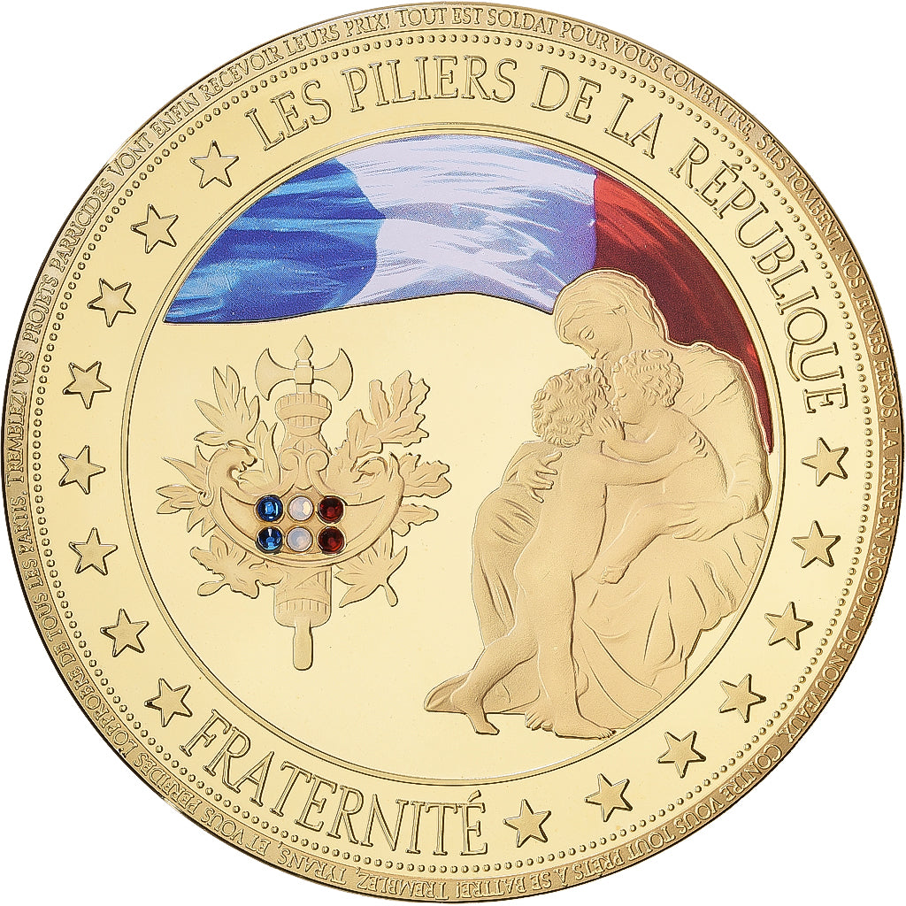 France, Medal, Les Piliers de la république, Fraternité, Copper Clad Brass