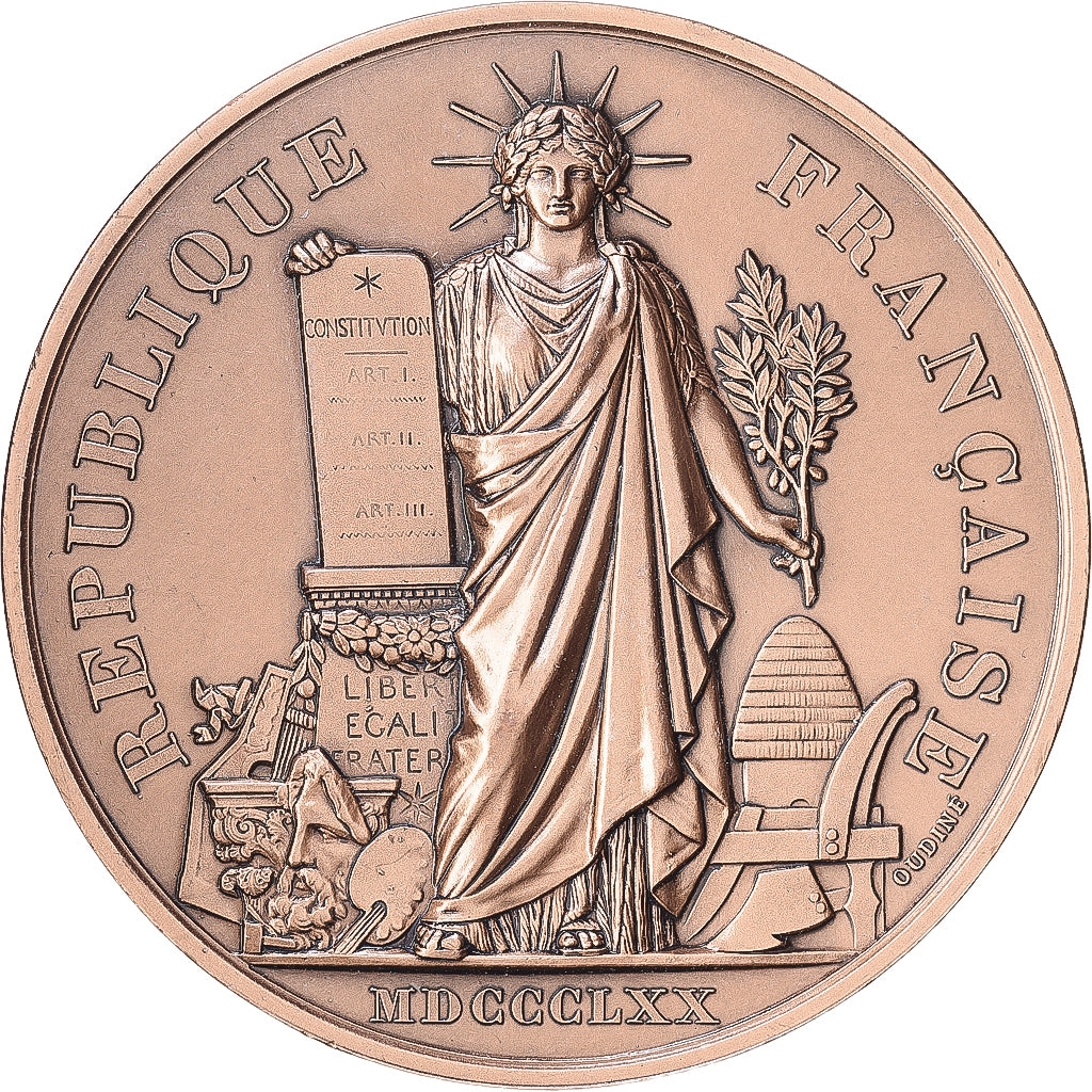 France, Medal, Bronze, Oudiné, La République, MS(63)