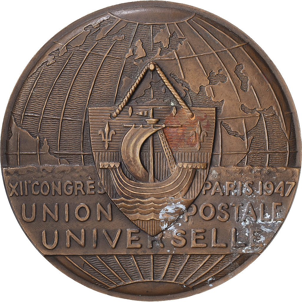 France, Médaille, Union Postale, XIIème Congrès de Paris, 1947, Bronze, TTB