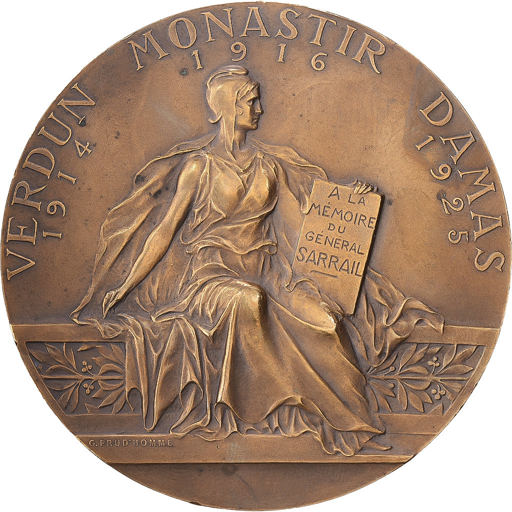 Francja, medal, A la Mémoire du Général Sarrail, 1929, Brązowy, Prud'homme