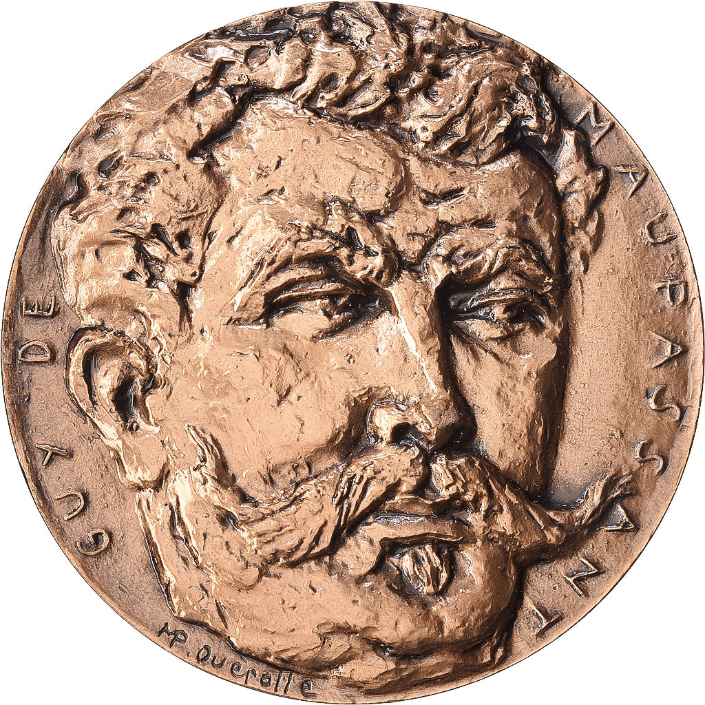 France, Medal, Guy de Maupassant, Bronze, Quérolle, AU(55-58)