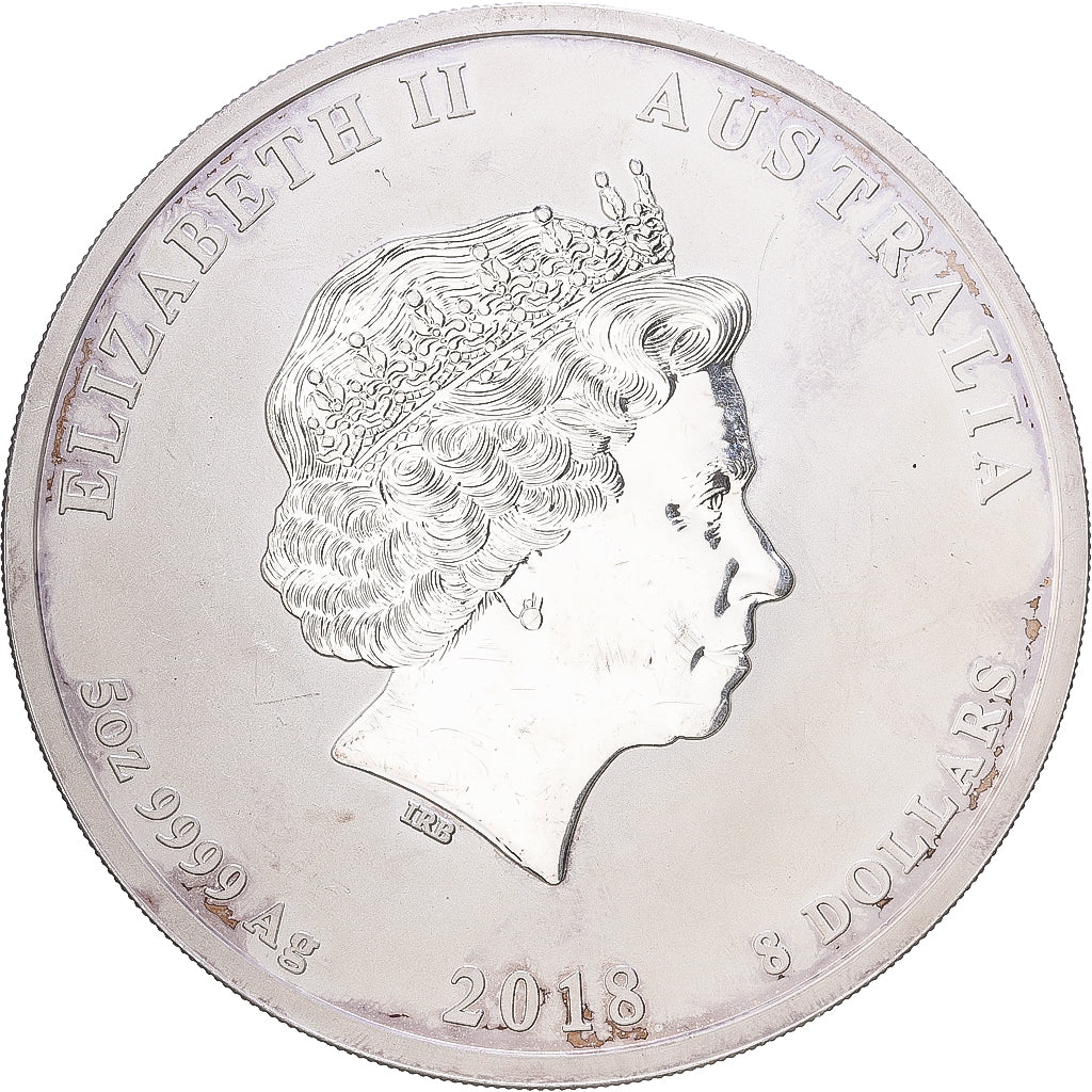 Australie, Élisabeth II, 8 Dollars, Année du Chien, 2018, Perth, 5 Oz, Argent