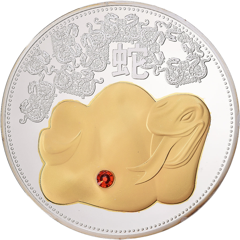 Francja, medal, Calendrier Chinois, Année du Serpent, Miedź platerowana