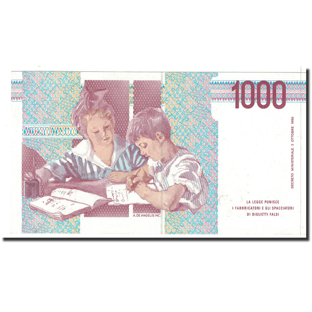Banknot, Włochy, 1000 Lire, 1990, 1990-10-03, KM:114c, UNC(65-70)