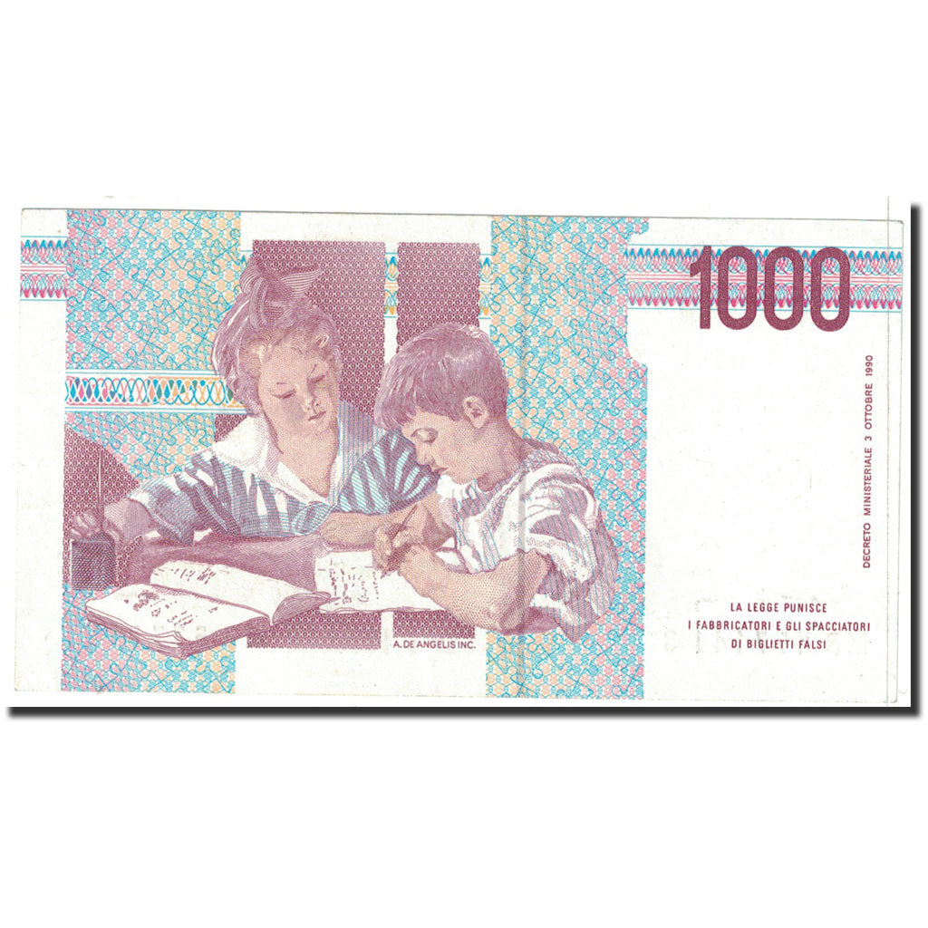 Banknot, Włochy, 1000 Lire, 1990, 1990-10-03, KM:114b, UNC(65-70)