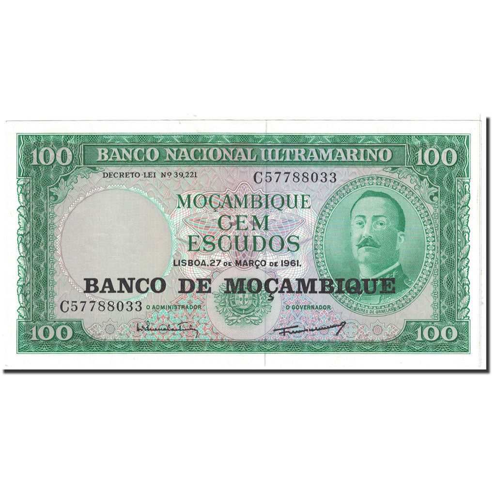 Banknote, Mozambique, 100 Escudos, 1961, 1961-03-27, KM:117a, UNC(63)
