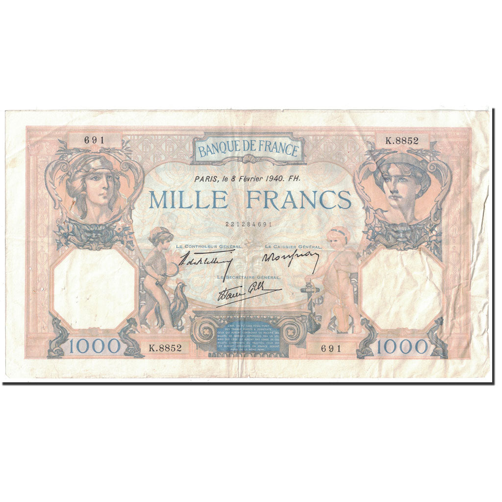 France, 1000 Francs, 1 000 F 1927-1940 ''Cérès et Mercure'', 1940, 1940-02-08