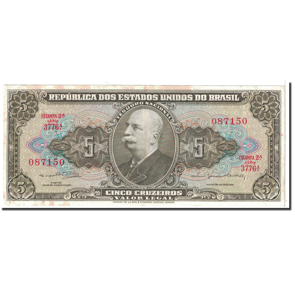 Banknote, Brazil, 5 Cruzeiros, 1962, Undated, KM:176d, EF(40-45)