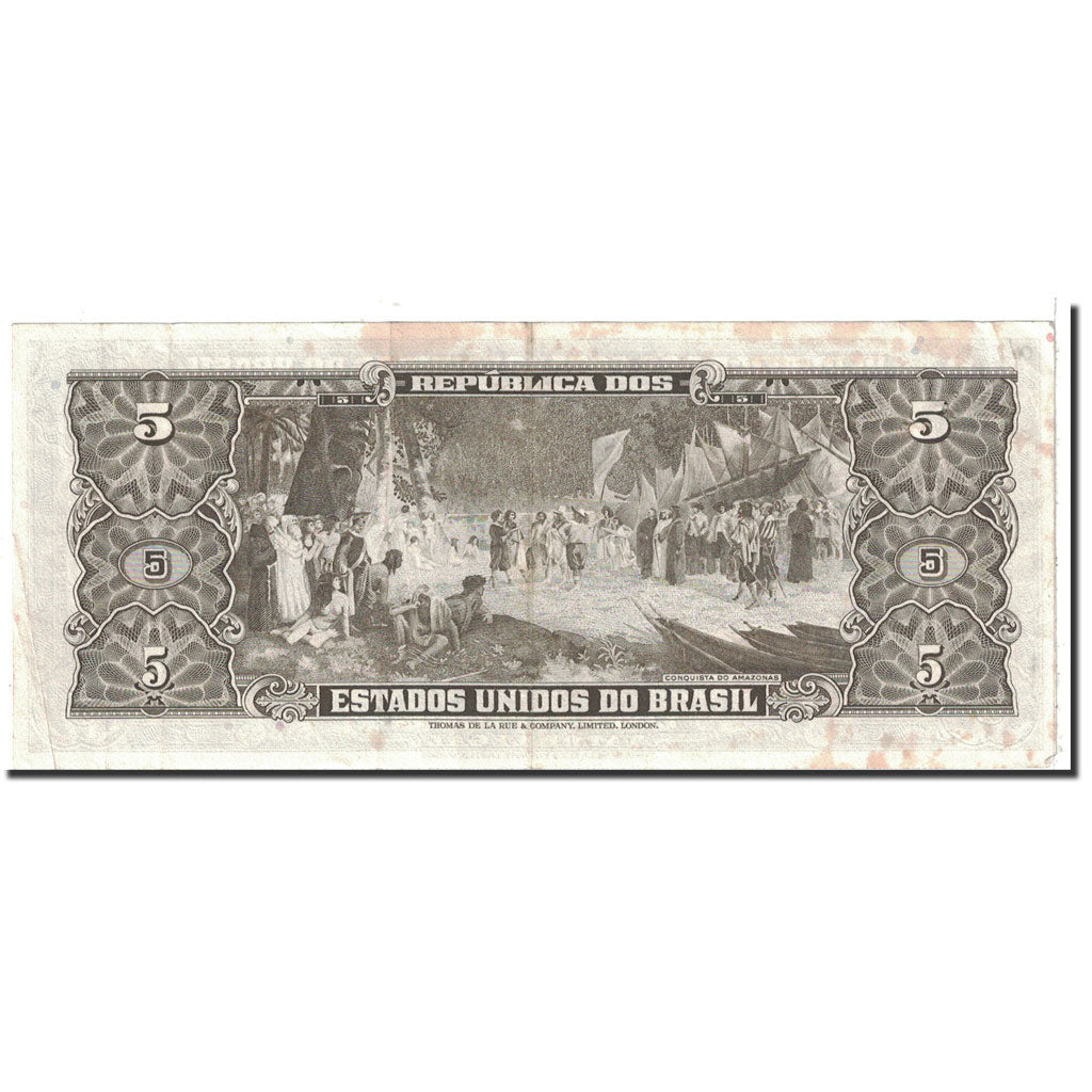 Banknote, Brazil, 5 Cruzeiros, 1962, Undated, KM:176d, EF(40-45)