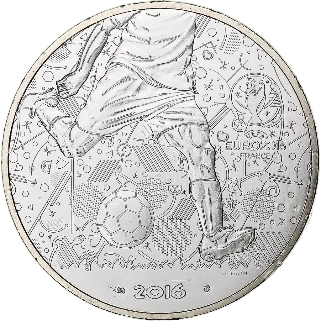 France, 10 Euro, UEFA Euro 2016, 2016, Monnaie de Paris, MS(63), Silver