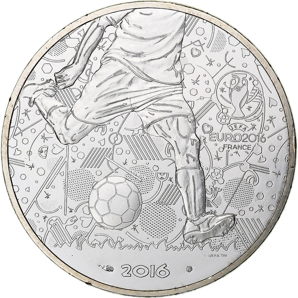 France, 10 Euro, UEFA Euro 2016, 2016, Monnaie de Paris, SPL, Argent
