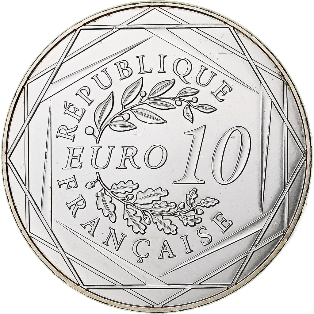 France, 10 Euro, UEFA Euro 2016, 2016, Monnaie de Paris, MS(63), Silver