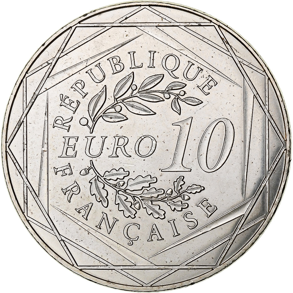 France, 10 Euro, UEFA Euro 2016, 2016, Monnaie de Paris, MS(63), Silver