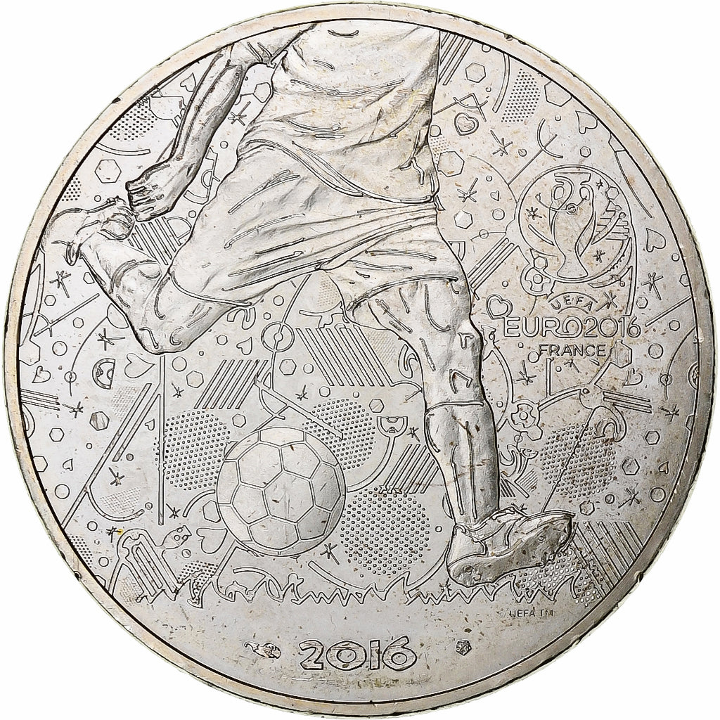 France, 10 Euro, UEFA Euro 2016, 2016, Monnaie de Paris, MS(63), Silver